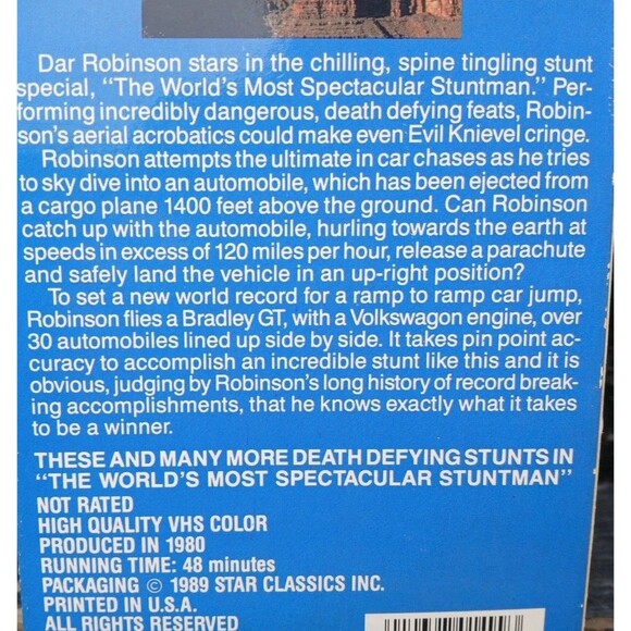 The World's Most Spectacular Stuntman Cathy Lee Crosby VHS 1989 - Picture 5 of 6